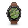 Garmin Fenix 8 Pro Amoled Sapphire Titanium 47 mm  Carbon grey DLC titanium s Chestnut koženým řemínkem