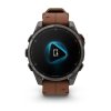 Garmin Fenix 8 Pro Amoled Sapphire Titanium 47 mm  Carbon grey DLC titanium s Chestnut koženým řemínkem