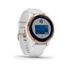 Garmin Vivoactive 4S Rose Gold/White Leather Band  Produkt z CZ distribuce s ovládáním v ČJ + BROTECT Flex - ochranné sklo na displej ZDARMA