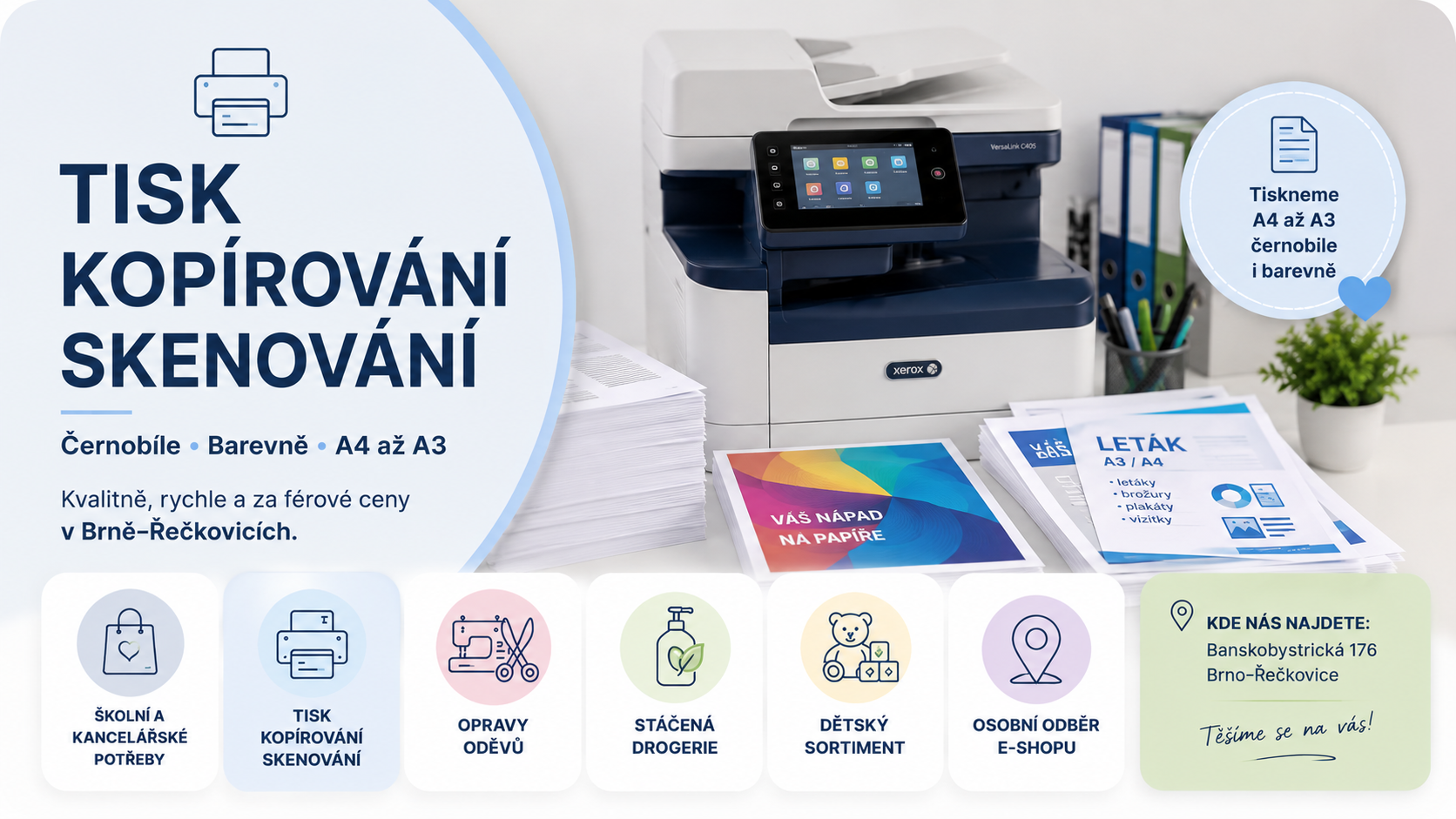 🖨️ Tisk, kopírování a skenování Brno–Řečkovice