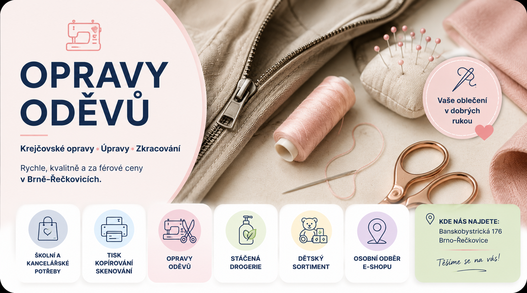 ✂️ Opravy oděvů Brno–Řečkovice