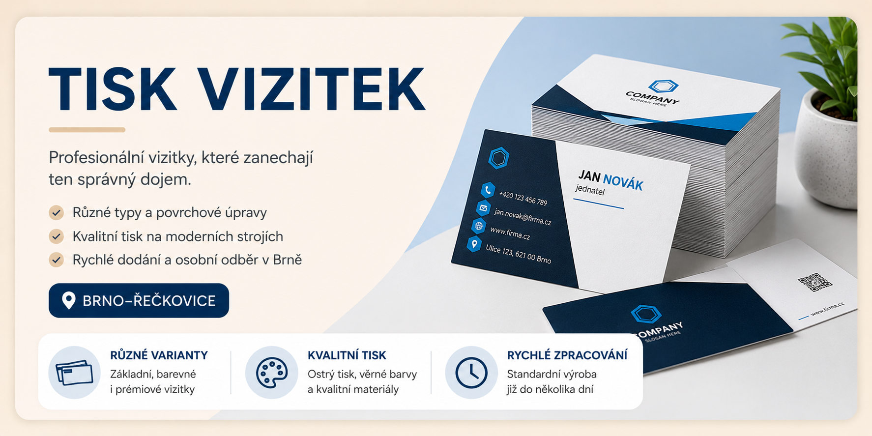 💼 Tisk vizitek Brno–Řečkovice