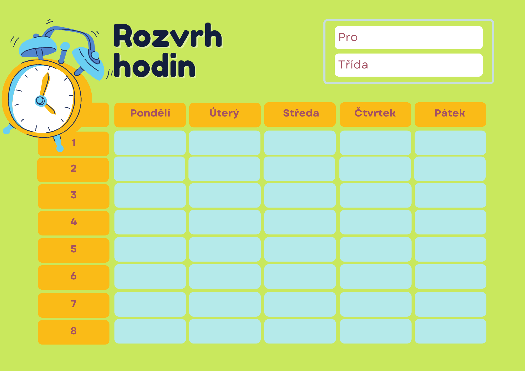 Stáhněte si zdarma : Rozvrh hodin