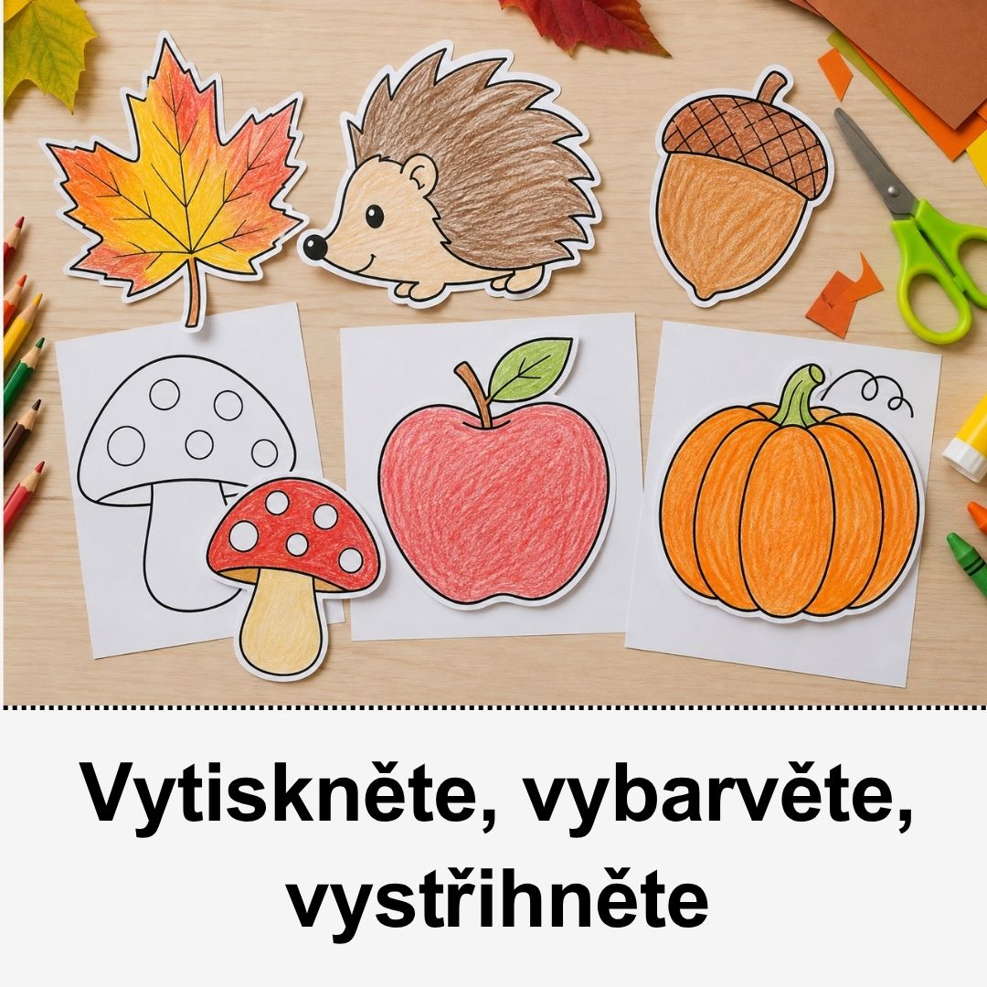 Podzimní šablony k vytisknutí zdarma – omalovánky, vystřihování a tvoření