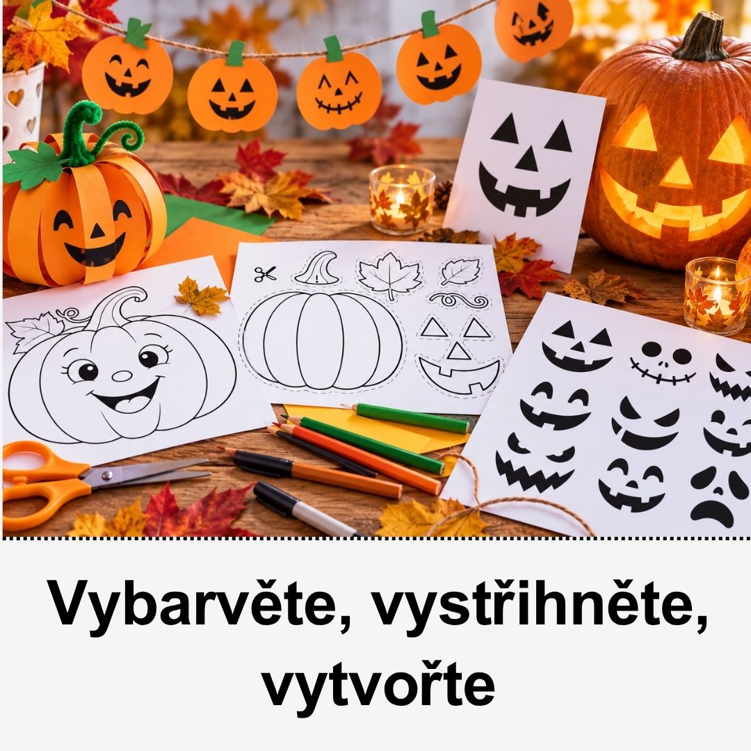 Dýně – šablony k vytisknutí zdarma: omalovánky, vystřihování a vyřezávání