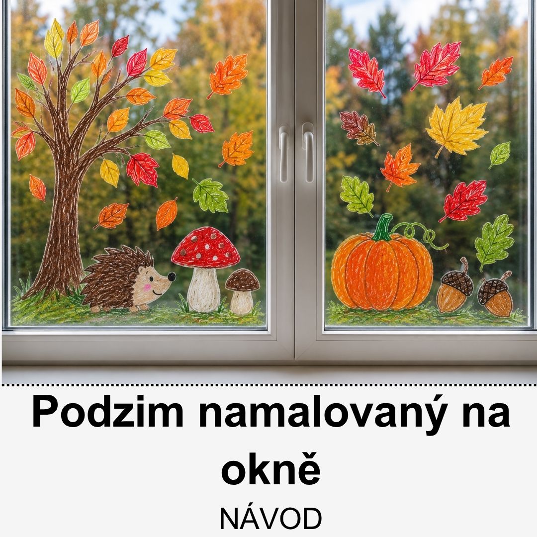 Podzimní obrázky na okno – malování s dětmi pomocí Kitpas