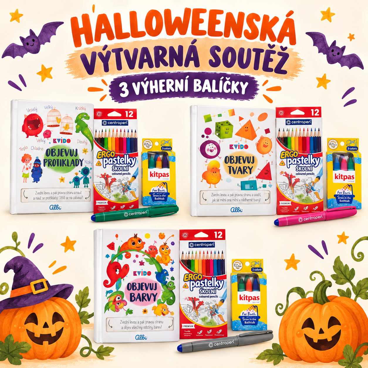 Halloweenská výtvarná soutěž PULZ – 3 výherní tvořivé balíčky