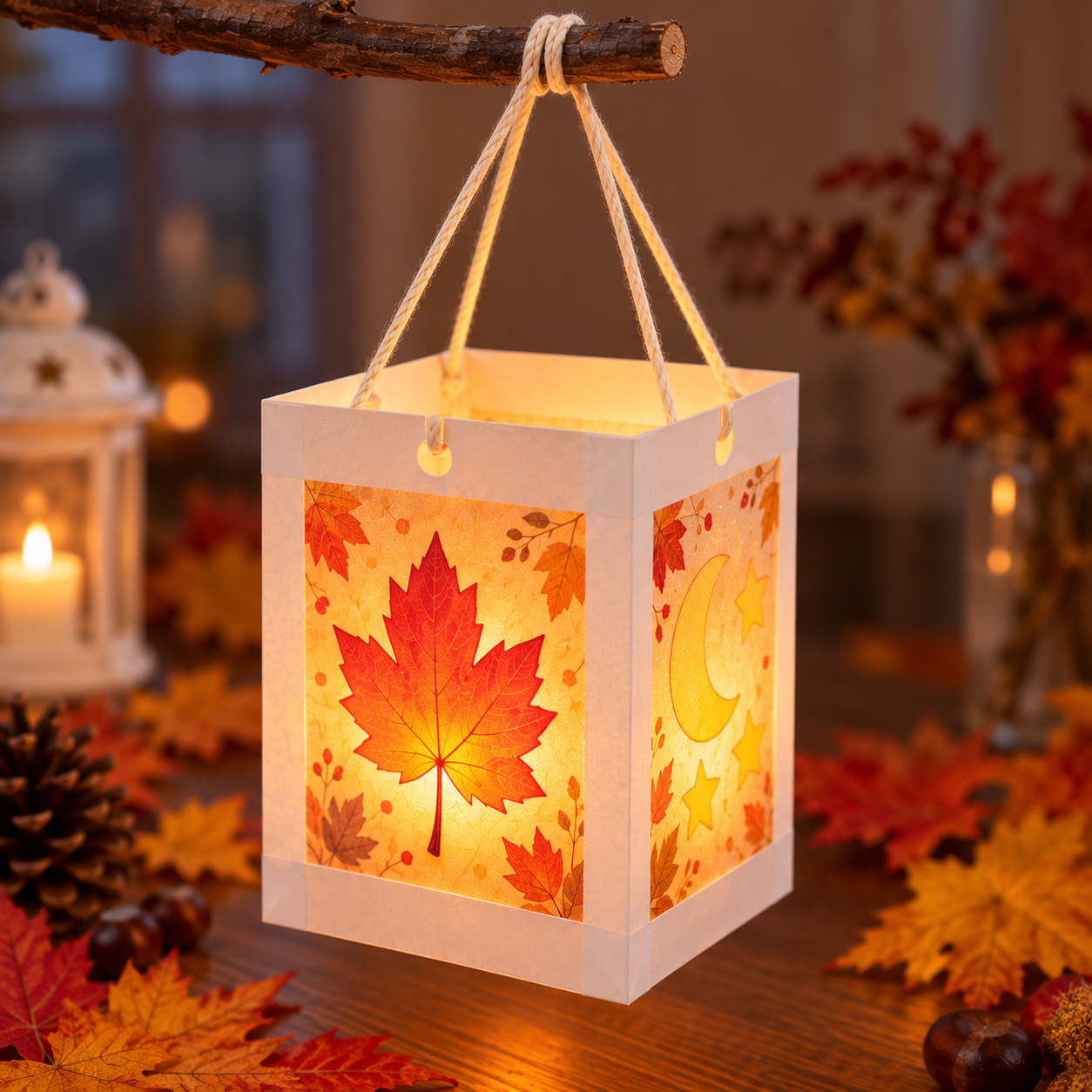 Papírový lampion s podzimními motivy – tvoření s dětmi