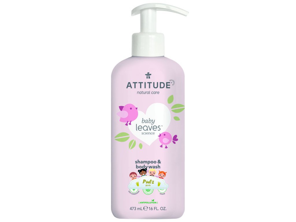 Dětské tělové mýdlo a šampon (2 v 1) ATTITUDE Baby leaves bez vůně 473 ml
