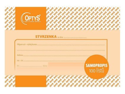 Stvrzenka, A6, 100 listů, samopropisovací, OPTYS 1080