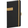 Kapesní diář Twill 2026, černo-zlatý, 9 x 15,5 cm