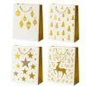 Dárková taška vánoční White Laser Gold M 26x32s10cm