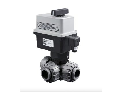 PVC guľový elektrický trojcestný ventil 32 mm L