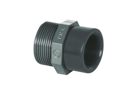 PVC tvarovka – redukcia 1 1/2" ext. × 1/2" int. (závit/závit)