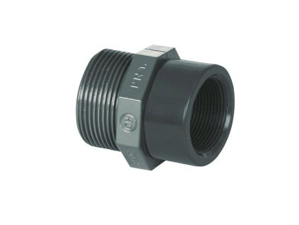 PVC tvarovka – redukcia 1 1/2" ext. × 3/4" int. (závit/závit)