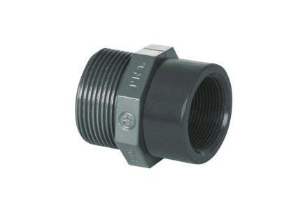 PVC tvarovka – redukcia 1 1/2" ext. × 1 1/4" int. (závit/závit)