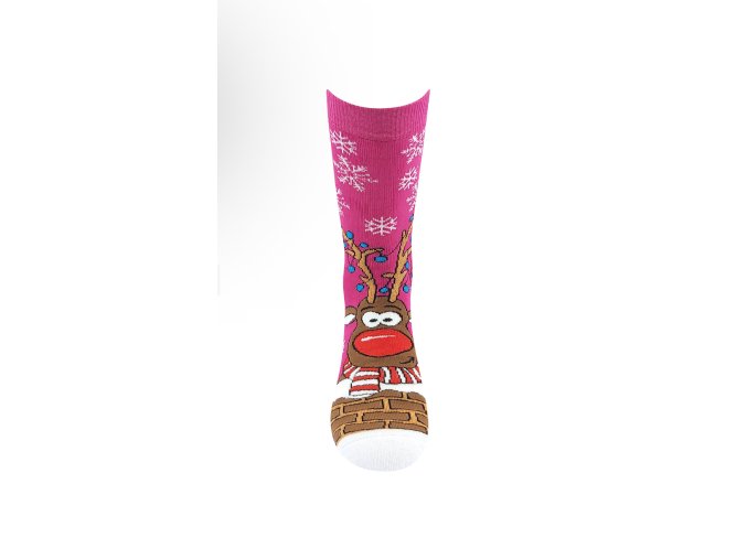 Vánoční ponožky se sobíkem RŮŽOVÉ