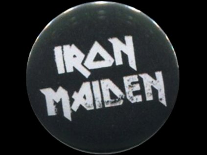placka 25 iron maiden napis bw