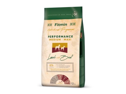 Fitmin Medium Maxi Performance Lamb with Beef krmivo pro psy 12 kg