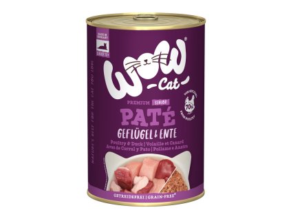 157519 wow cat wow cat konzerva pate drubez s kachnou senior 400g
