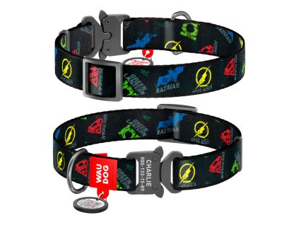 WAUDOG Obojek nylonový DC Justice League QR fastex (-velikost- 37-58cm/2,5cm)
