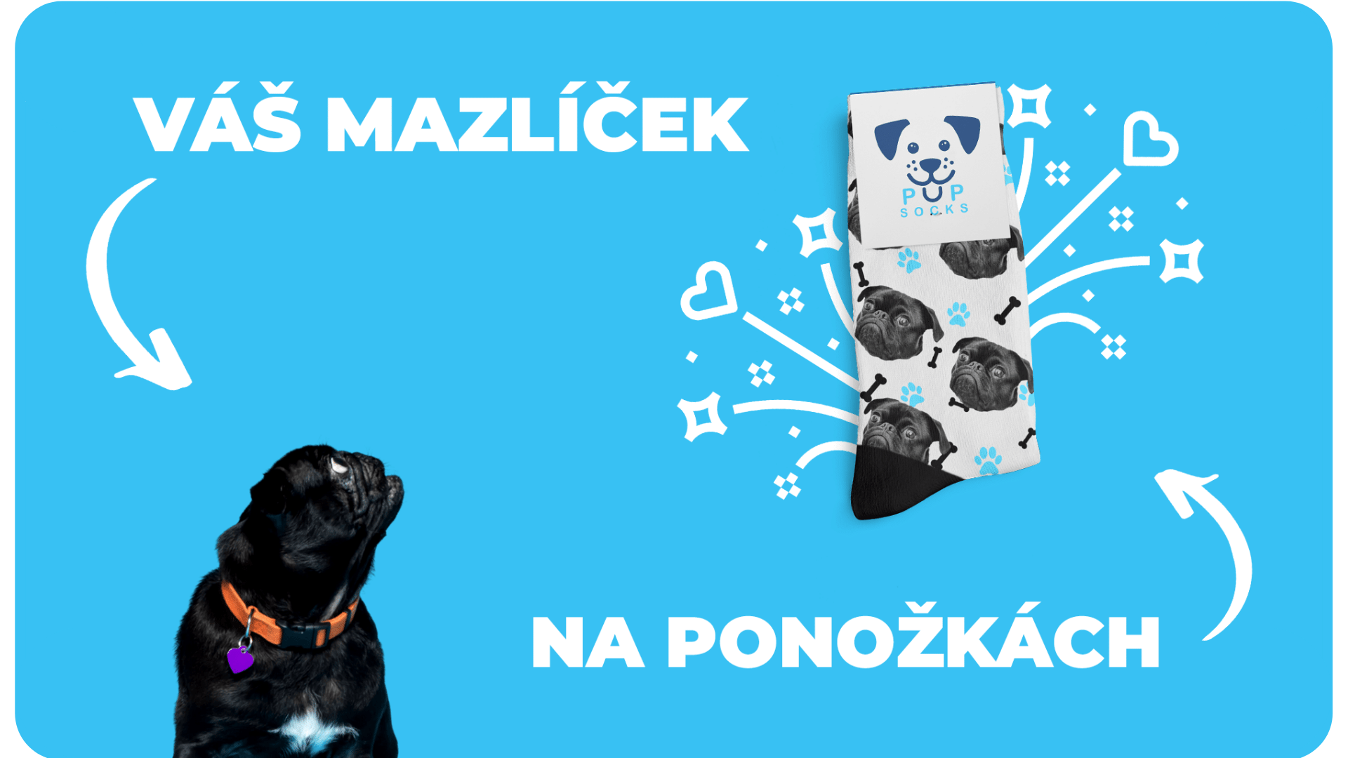 PupSocks ponožky s potiskem vašich mazlíčku 