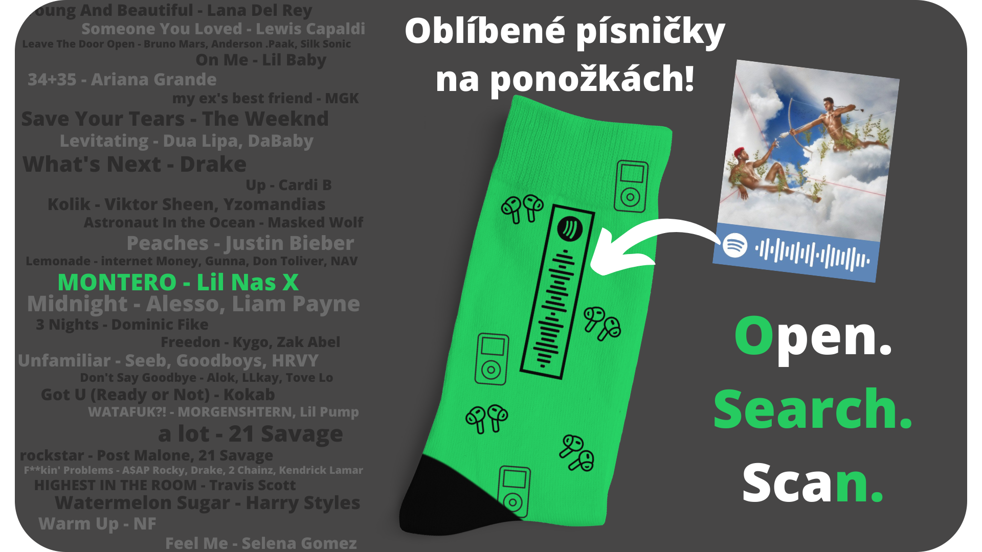 Hudební ponožky Spotify! Scan and Enjoy the VIBE