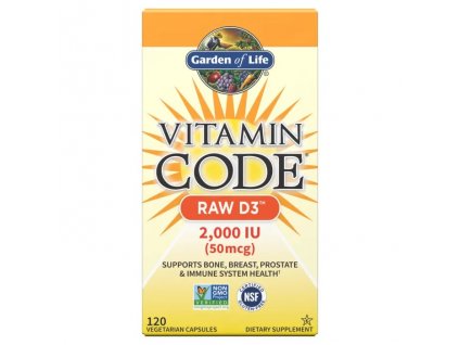 Vitamín D3 RAW 2000 IU, 120 kapslí - package