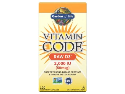 Vitamín D3 RAW 2000 IU, 120 kapslí