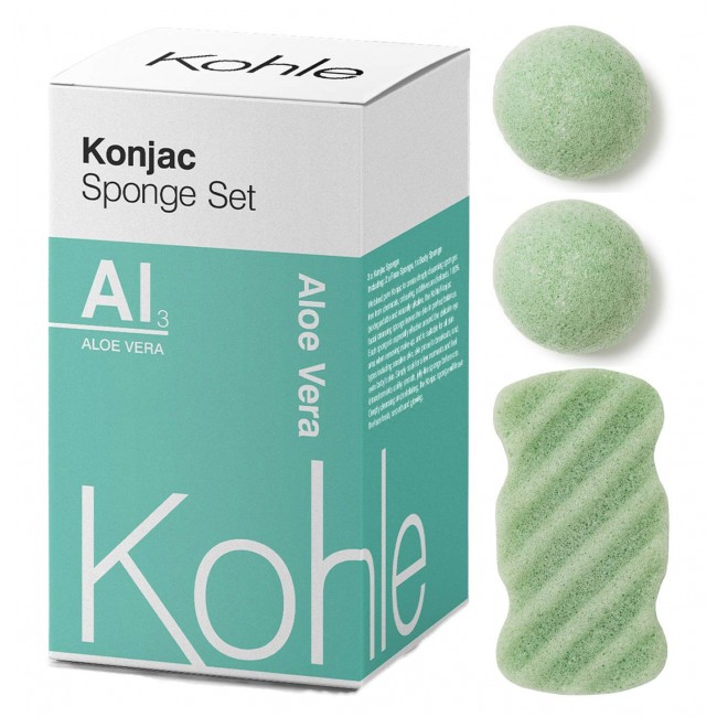 KONJAC HOUBIČKY - DÁRKOVÁ SADA ALOE VERA (3 KUSY)