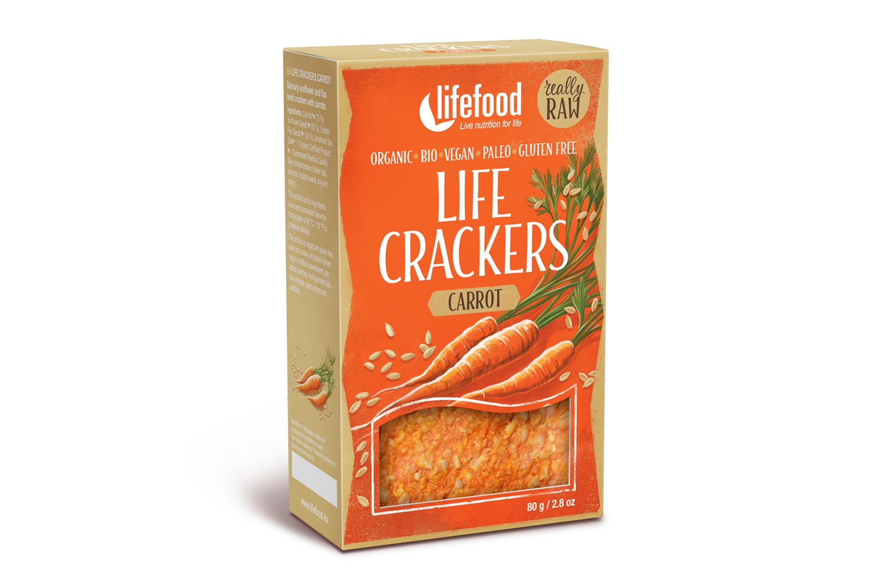 BIO RAW zeleninové krekry - mrkvové, 90 g