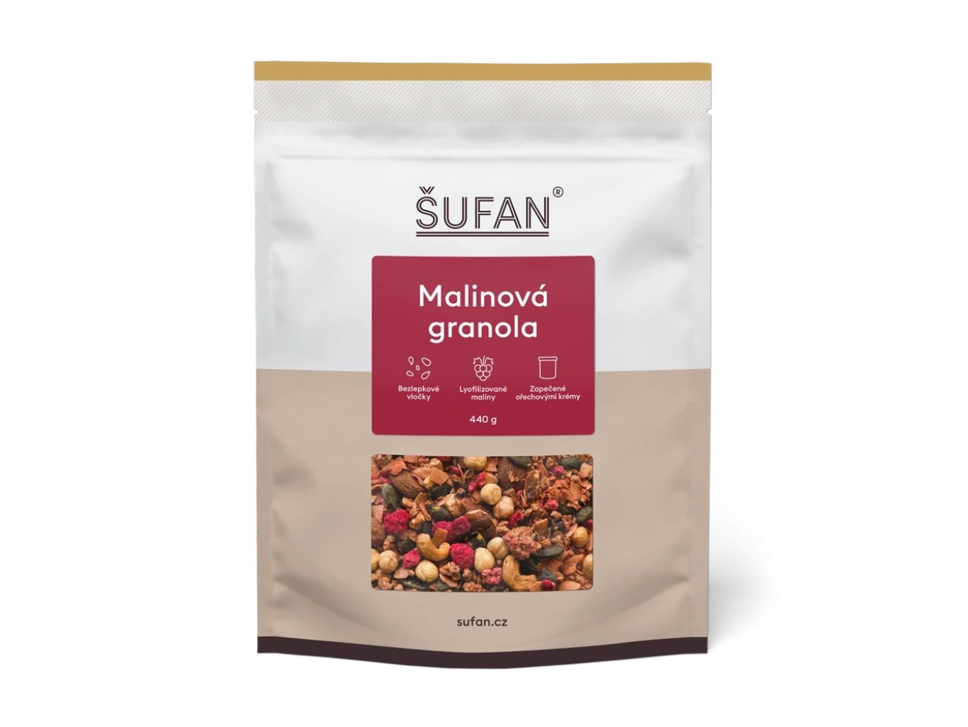Granola malinová, 440 g