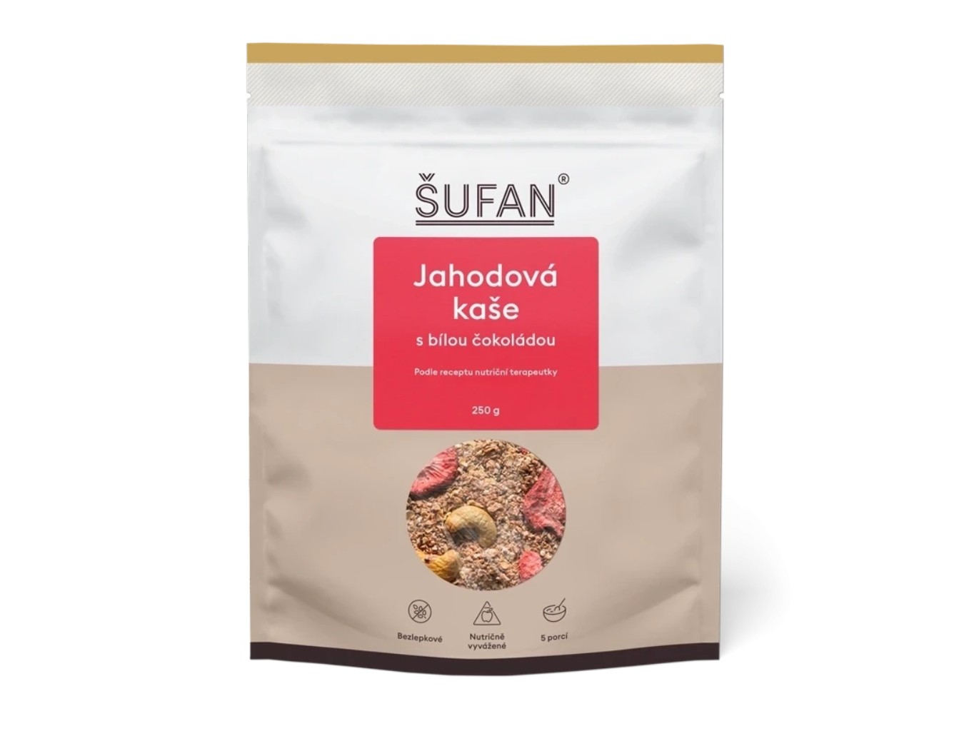 Jahodová kaša s bielou čokoládou, 250 g