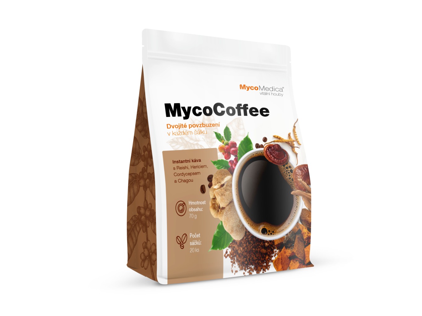 MycoCoffee - arabika s hubovými extraktmi, 70 g