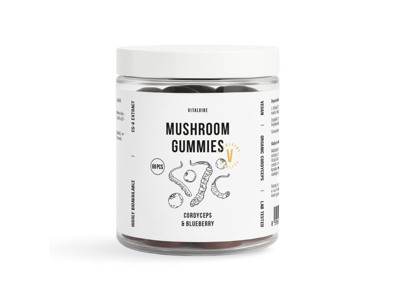 Gummies s vitálnymi hubami - cordyceps & čučoriedky, 60 gummies