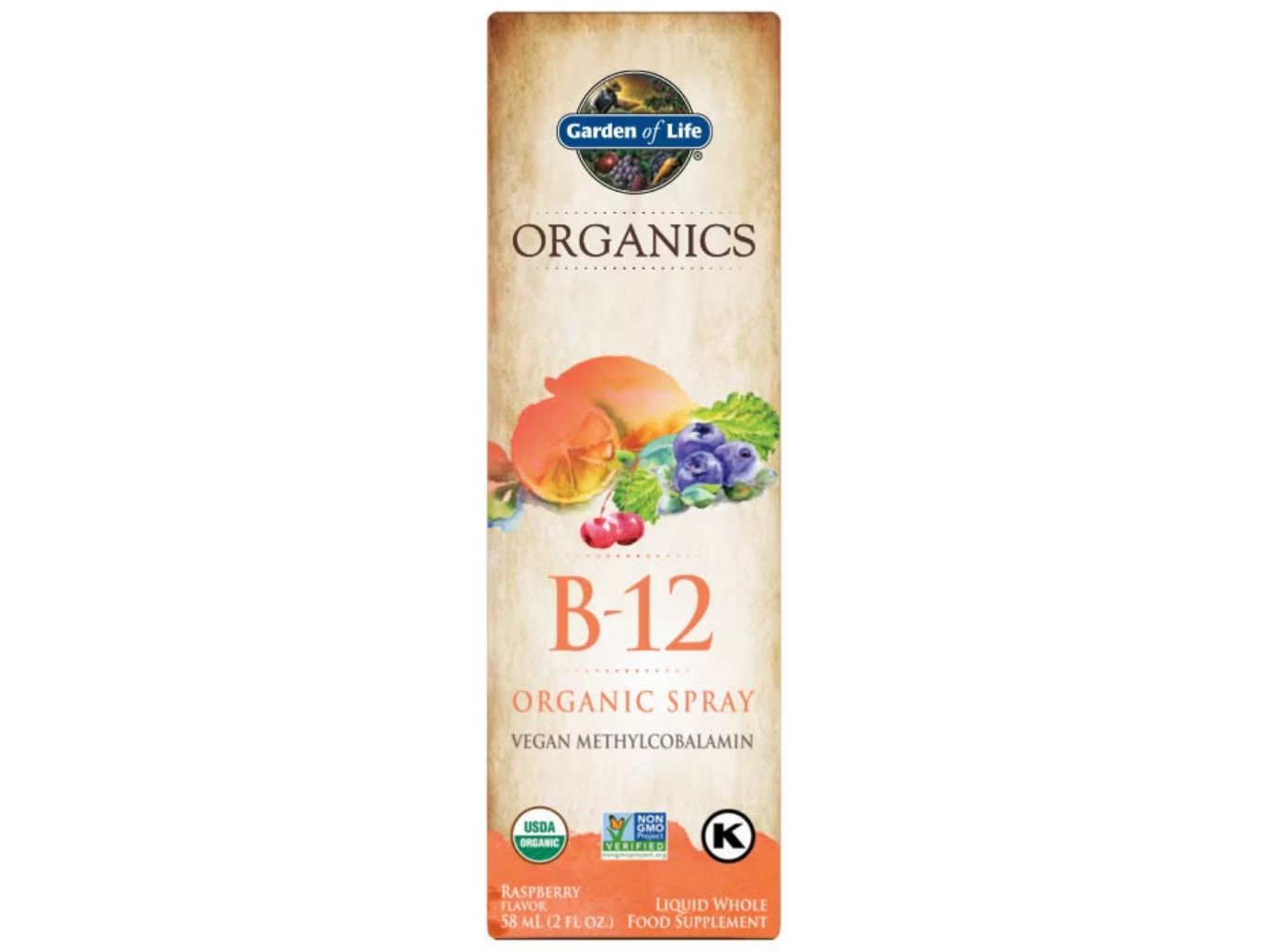 Organics Vitamín B12 v spreji - malina, 58 ml