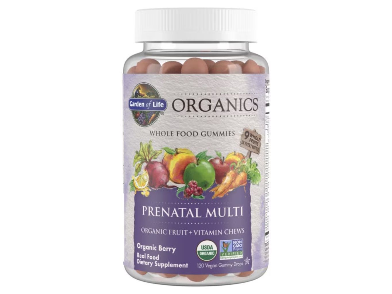 Organics - Prenatálne žuvacie mutivitamíny z organického ovocia, 120 gumídkov