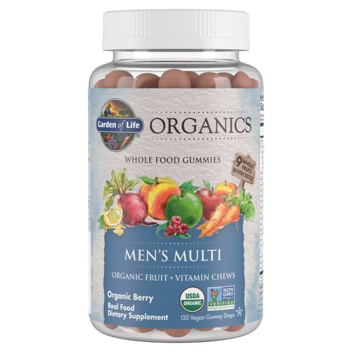 Organics - žuvacie multivitamíny pre mužov z organického ovocia, 120 gumídkov