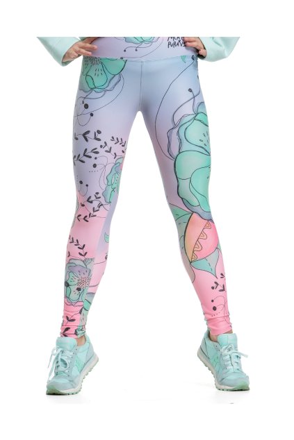 puravidashop leginy zateplene mint flowers 04