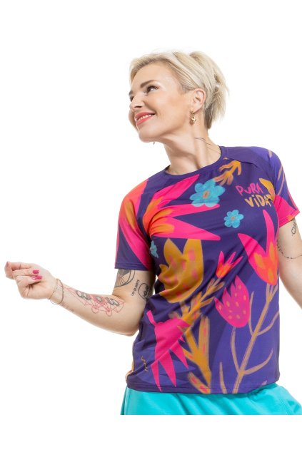 puravidashop triko volny kratky blue bloom 01