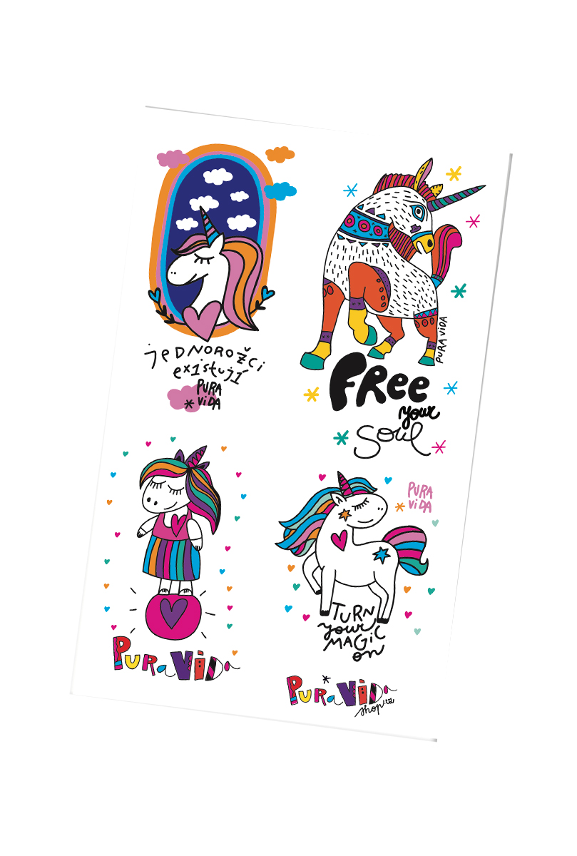 Pura Vida Samolepky arch JEDNOROŽCI