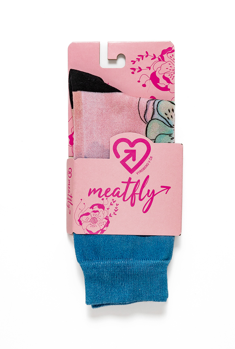 Pura Vida a Meatfly Dámské ponožky Meatfly MINT FLOWERS Velikost: S/M (37-41)