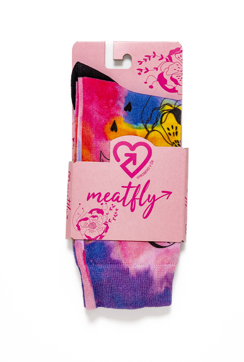 Pura Vida a Meatfly Dámské ponožky Meatfly PEACH FLOWERS Velikost: S/M (37-41)