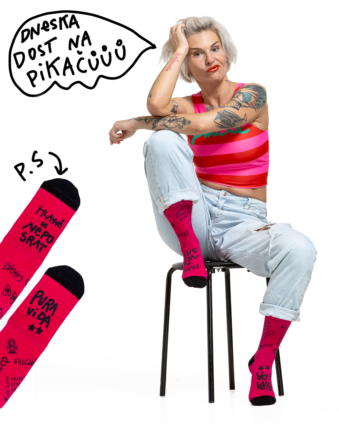 Pura Vida Dámské ponožky HLAVNĚ SE NEPOSRAT Velikost: S/M (37-41)