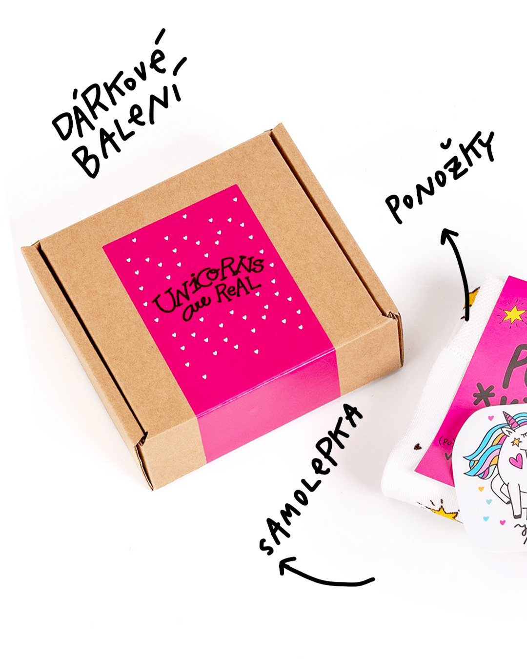 Pura Vida Dárková sada ponožková JEDNOROŽEC