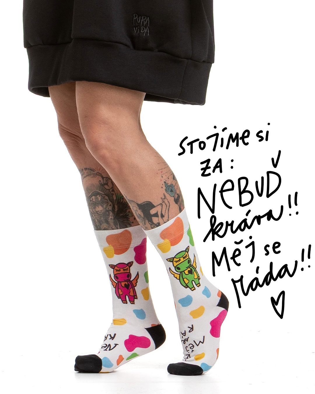 Pura Vida Dámské ponožky NEBUĎ KRÁVA Velikost: S/M (37-41)