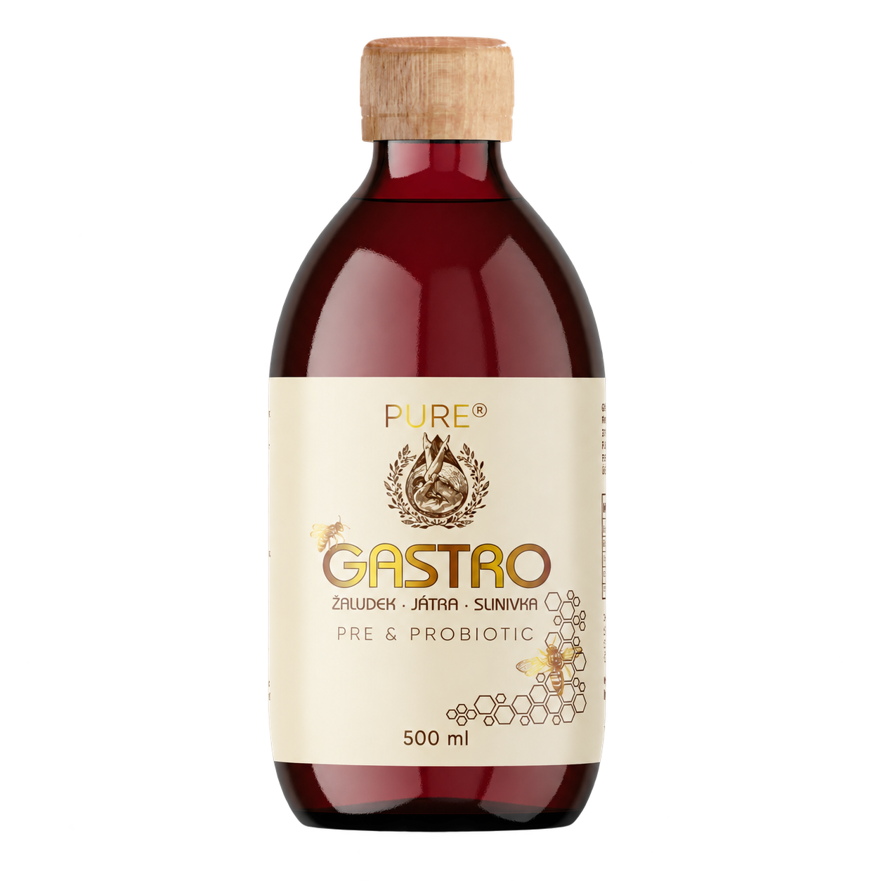 PURE GASTRO 500 ml – fermentovaný komplex se 100 miliardami CFU, 26 mikrobiálními druhy a 9 bylinami
