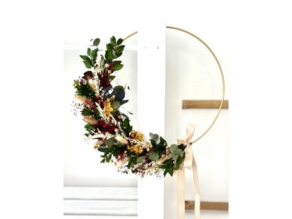 Půlvěnec na obruči - podzimní 40cm