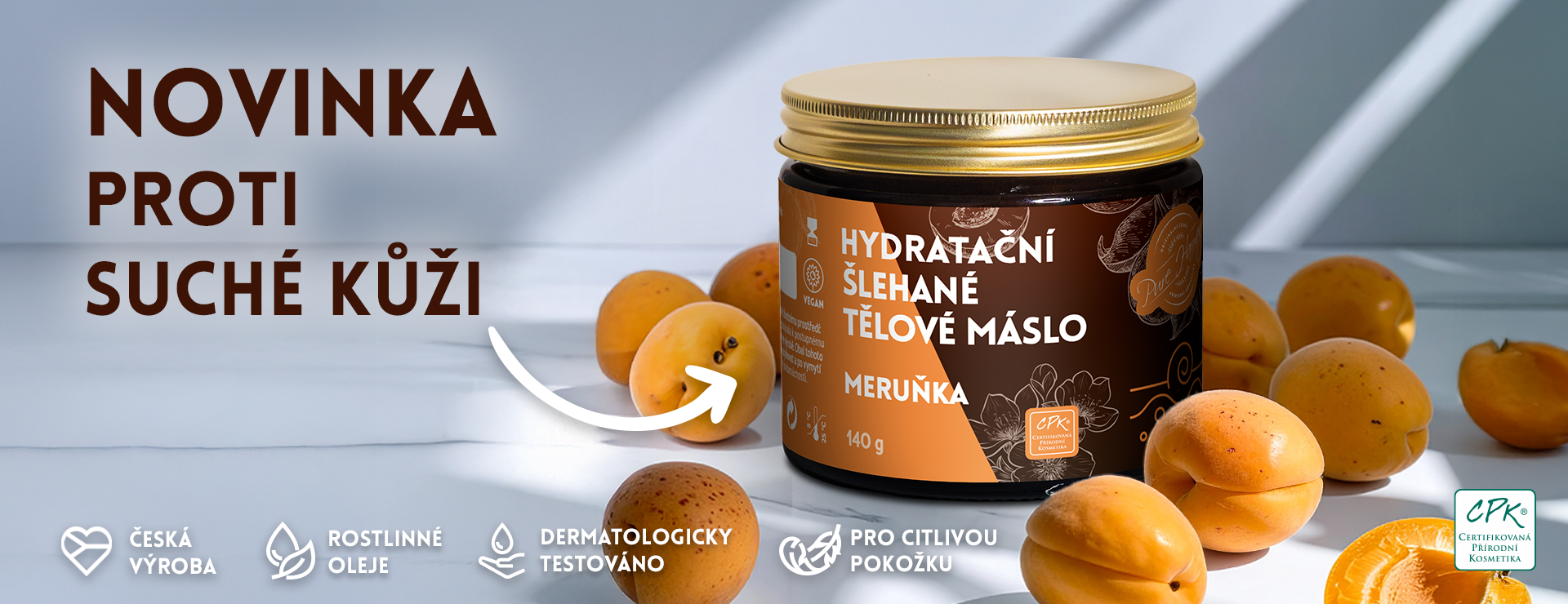 Šlehané tělové máslo Meruňka