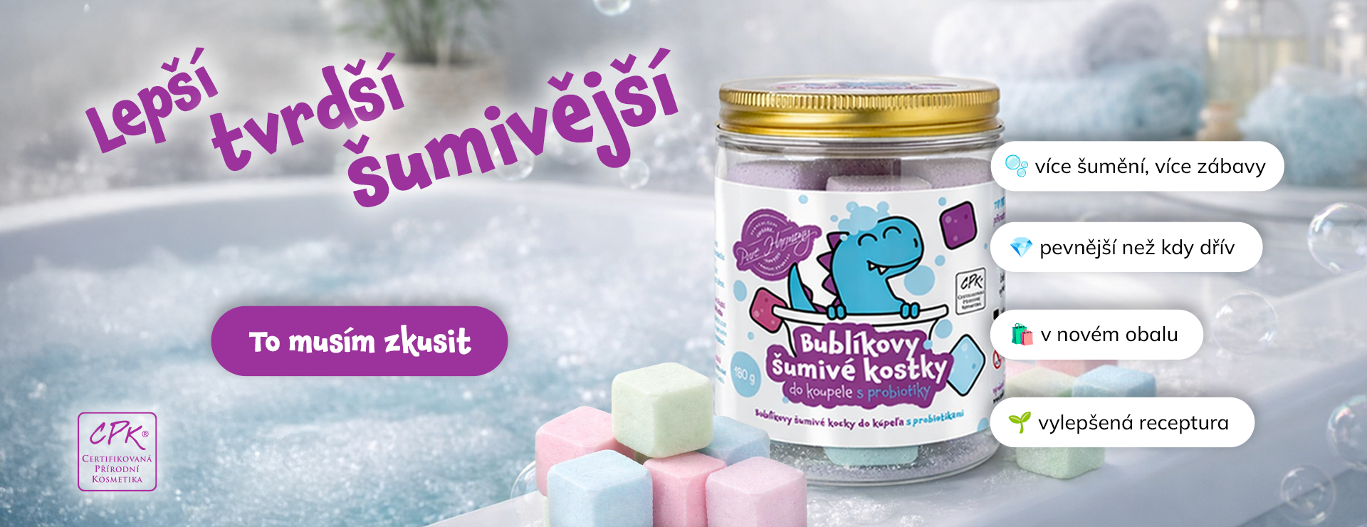 Bublíkovy šumivé kostky s probiotiky - INOVACE